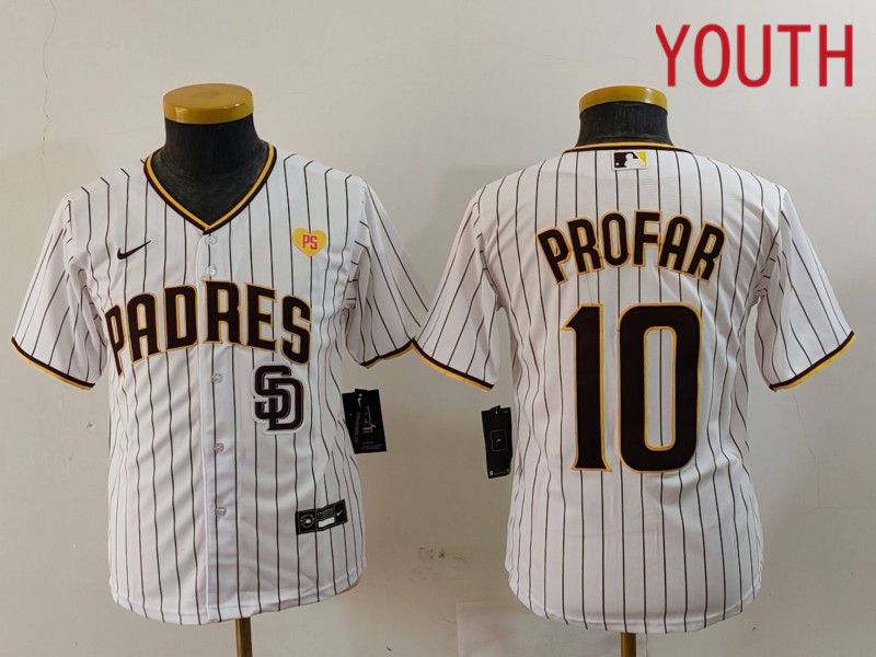 Youth San Diego Padres #10 Profar White Stripe Game 2024 Nike MLB Jersey style 9034->women ncaa jersey->Women Jersey